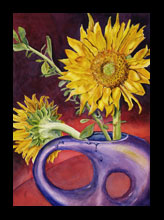 Sunflowers in Purple Vase